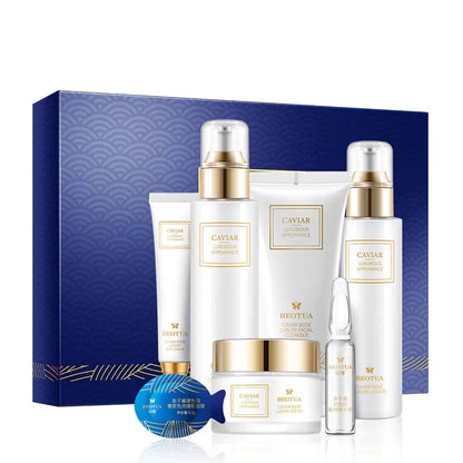 Set de Cuidado Facial 15 Piezas Caviar – Cera Hidratante Antiarrugas, Blanqueador y de Belleza